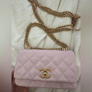 Pink Quilted Chain Shoulder Bag